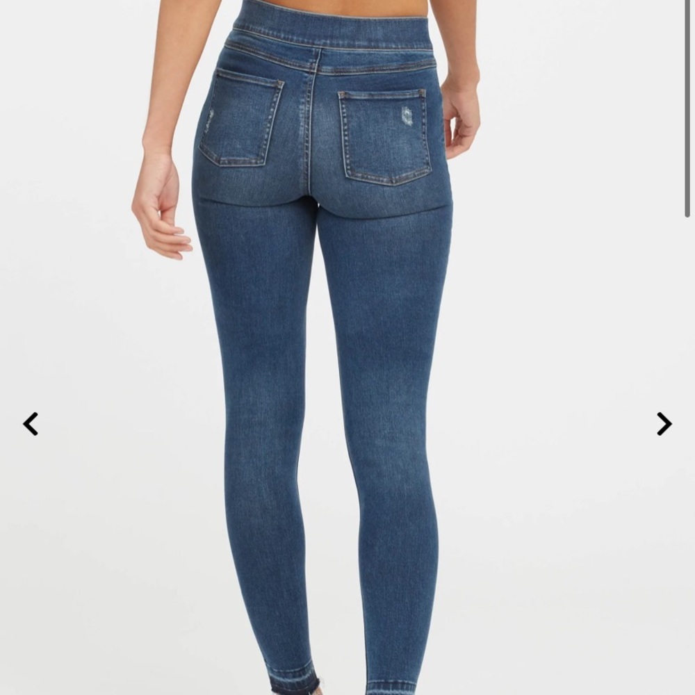 SPANX Distressed Ankle Skinny Jeans, Medium Wash SIZE Small